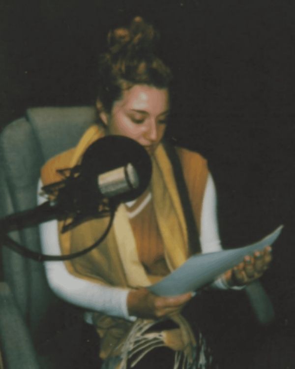 Voice actress recording a commercial - FDA